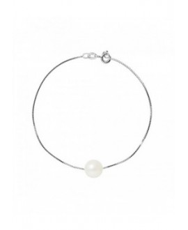 Bracelet Chaine "Vénitienne" Or Blanc Véritable Perle