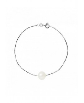 Bracelet Chaine "Vénitienne" Or Blanc Véritable Perle