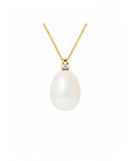 Collier  " Vénitienne" Or Jaune - Diamants 0,02 Cts  & Véritable Perle