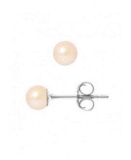 Boucles d'Oreilles Or Blanc orné de Véritables Perles