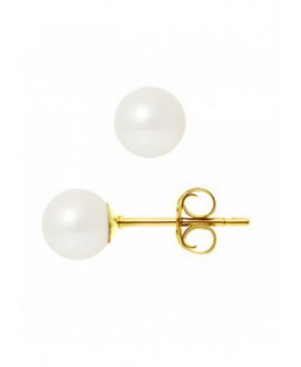 Boucles d'Oreilles Or Jaune orné de Véritables Perles