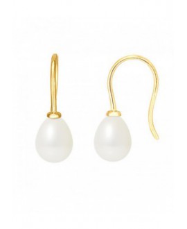 Boucles d'Oreilles Or Jaune orné de Véritables Perles