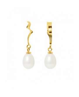 Boucles d'Oreilles Or Jaune orné de Véritables Perles